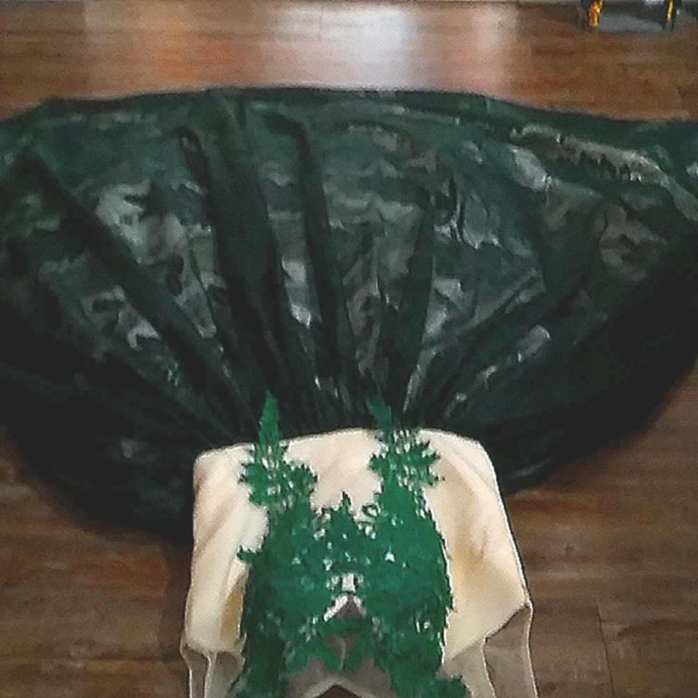 Green hand made pine dress